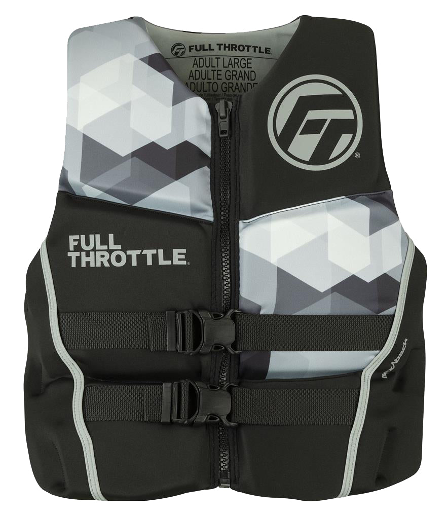 Full Throttle 142500-701-060-22 Men's Rapid-Dry Flex-Back Life Jacket - 2XL, Gray