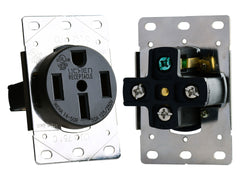 RV Designer S981 AC Flush Mount Receptacle in Plate - 50 Amp, 4-Wire