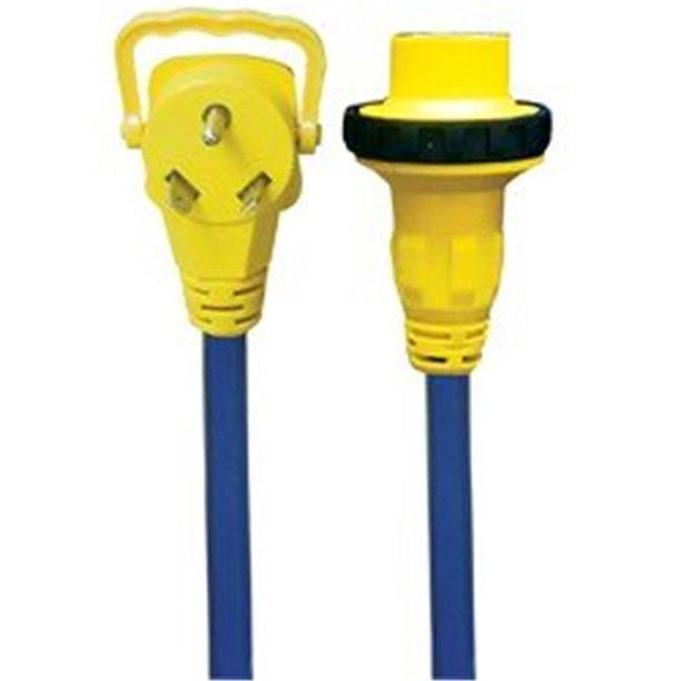 Voltec 16-00591 E-ZEEGRIP STW 1-Outlet RV Locking Adapter with Locking Ring 10/3 Gauge - 30A M - 50A F, 2'