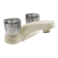 Dura Faucet Non-Metallic Two-Handle RV Lavatory Faucet with Smoked Acrylic Knobs - Bisque Parchment