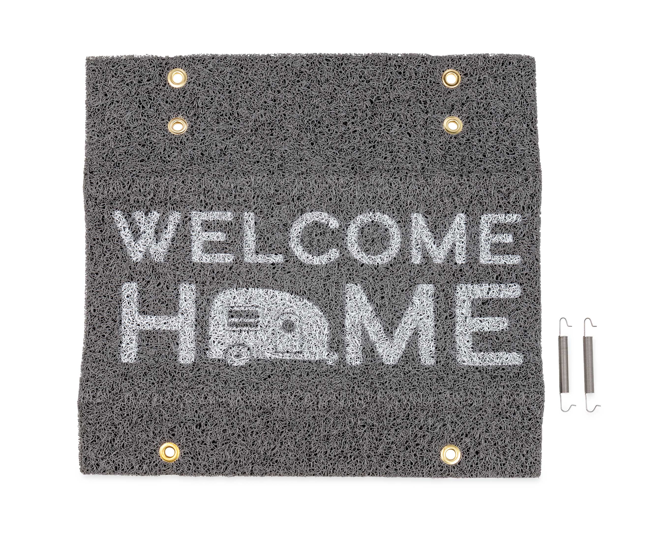 Camco 53196 LIBATC RV Wrap Around Step Rug for 18" Wide Steps - Gray White Welcome Home Print