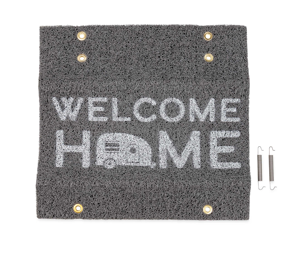 Camco 53196 LIBATC RV Wrap Around Step Rug for 18" Wide Steps - Gray White Welcome Home Print