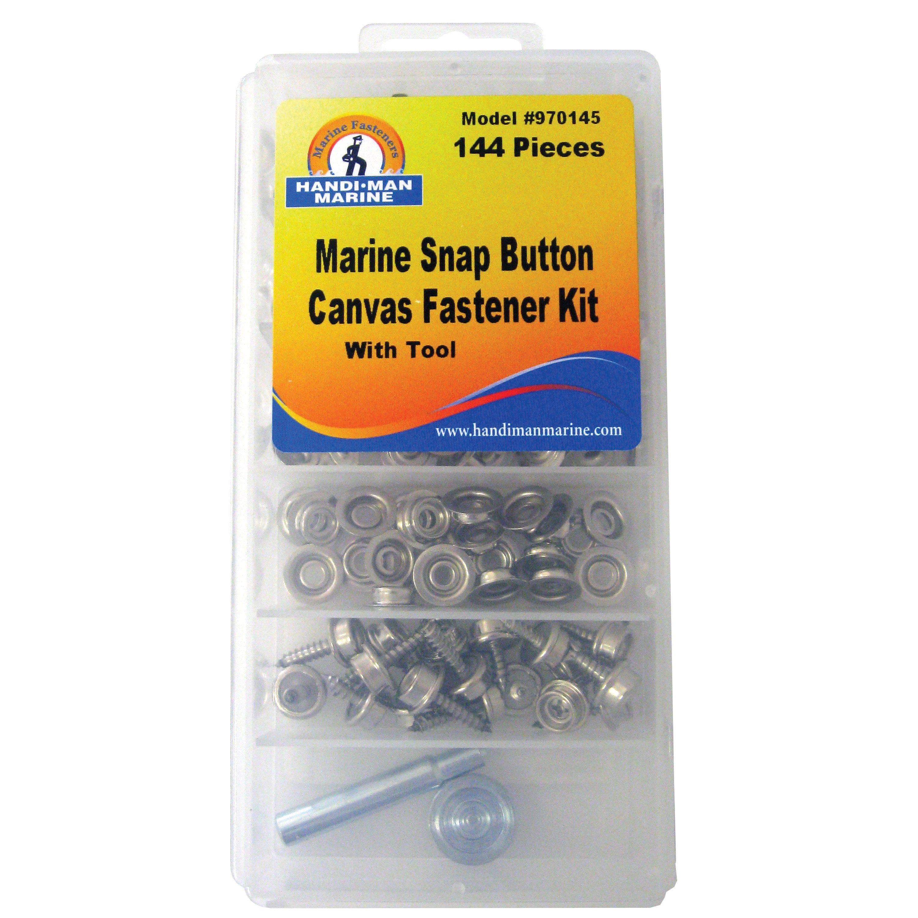 HandiMan Marine 970145 Marine Snap Button Canvas Fastener Kit - 145-Piece Set