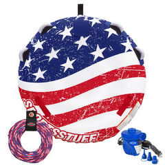 Sportsstuff 53-4310K Stars and Stripes Inflatable 1-2 Rider Towable with Pump and Tow Rope - 57"