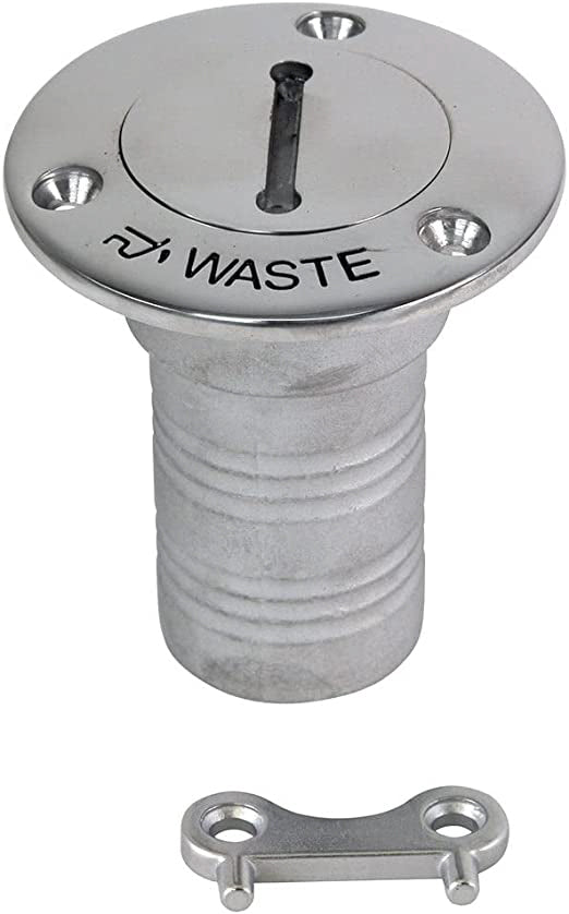 Whitecap 6126C Stainless Steel 90 Degree Hose Deck Fill with Key - Waste, 1-1/2"