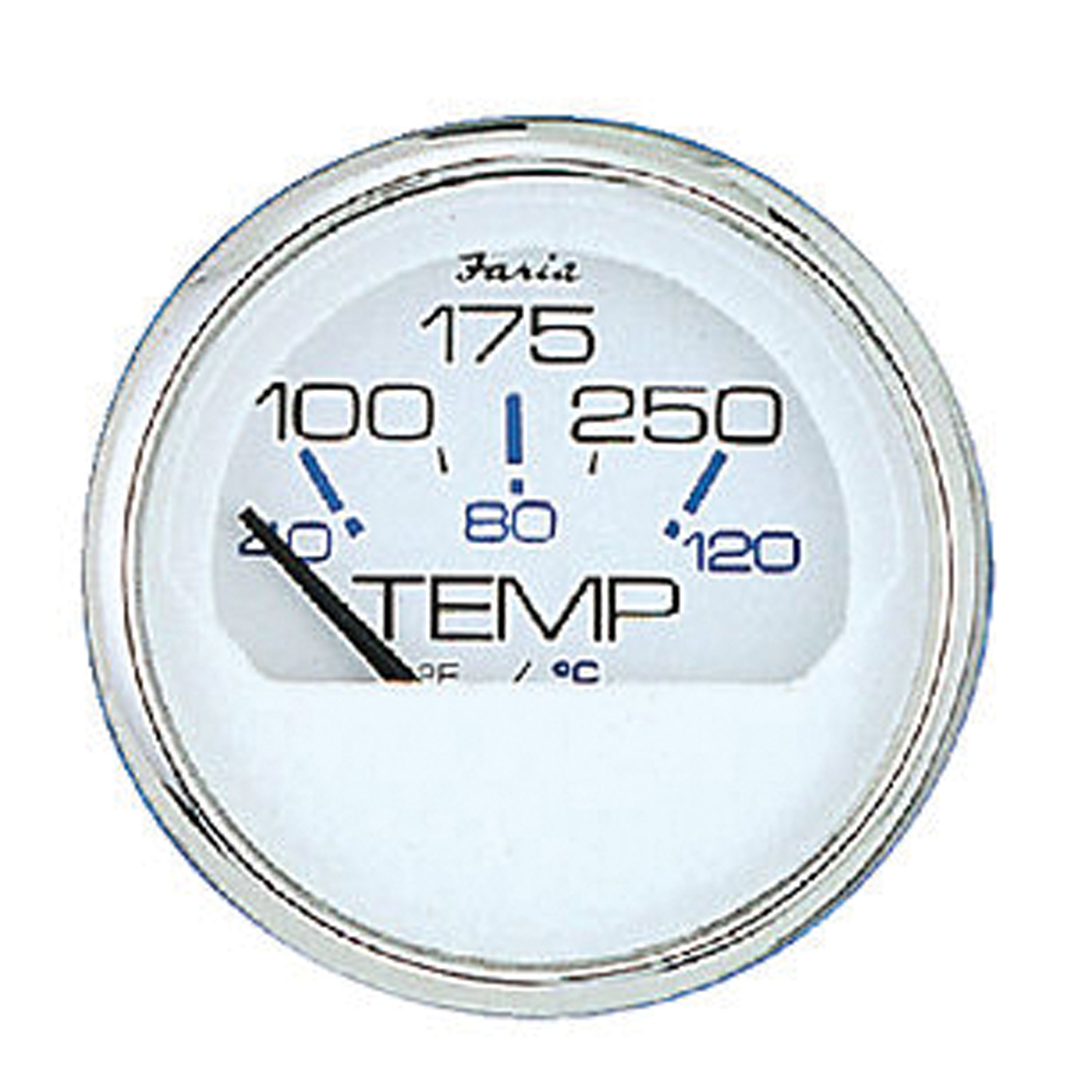 Faria 13804 Chesapeake Stainless Steel Water Temperature Gauge (100-250Â°F) - 2", White